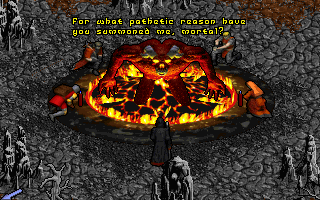 Pagan: Ultima VIII (DOS) screenshot: The sorcerers have summoned the Titan Pyros himself