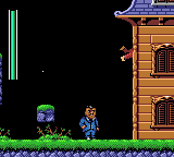 The Addams Family (Game Gear) screenshot: Someones stuck in the side of the house