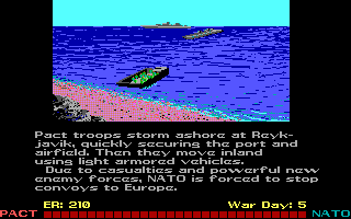 Red Storm Rising (DOS) screenshot: Russian forces land.