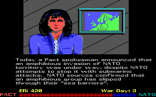 Red Storm Rising (DOS) screenshot: News flash.