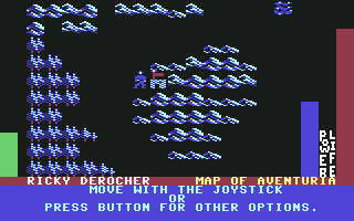 Stuart Smith's Adventure Construction Set (Commodore 64) screenshot: The Land of Adventuria - World Map