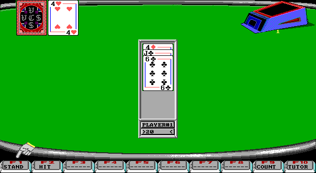 Dr. Thorp's Mini Blackjack (DOS) screenshot: Blackjack round is in progress for one player