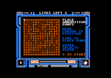 Incredible Shrinking Sphere (Amstrad CPC) screenshot: Level 1 map