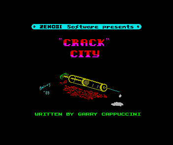 Crack City (ZX Spectrum) screenshot: The title screen