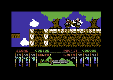 Hägar The Horrible (Commodore 64) screenshot: Clashing with a foe