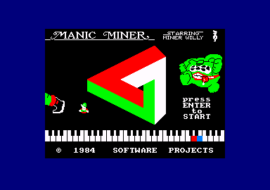 Manic Miner (Amstrad CPC) screenshot: Title screen