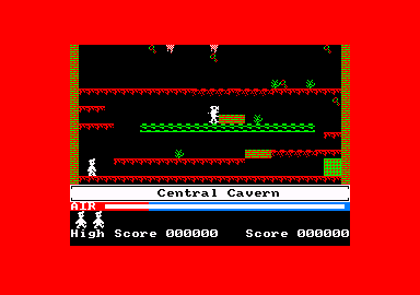 Manic Miner (Amstrad CPC) screenshot: Starting in the Central Cavern