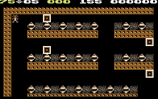 Super Boulder Dash (Commodore 64) screenshot: Boulder Dash II: Cave I - go with the flow to collect all diamonds