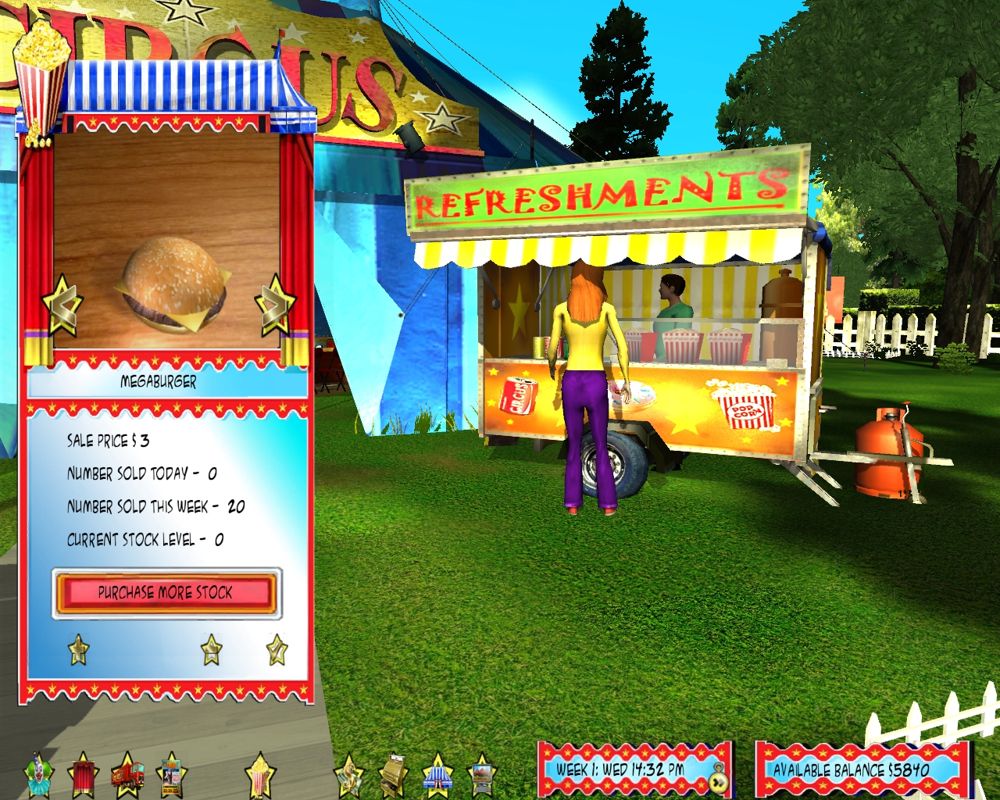 Circus World (Windows) screenshot: Restocking the refreshment stand