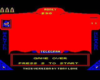 Gunfighter (BBC Micro) screenshot: Game over