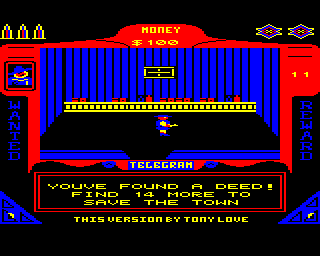 Gunfighter (BBC Micro) screenshot: Found a deed