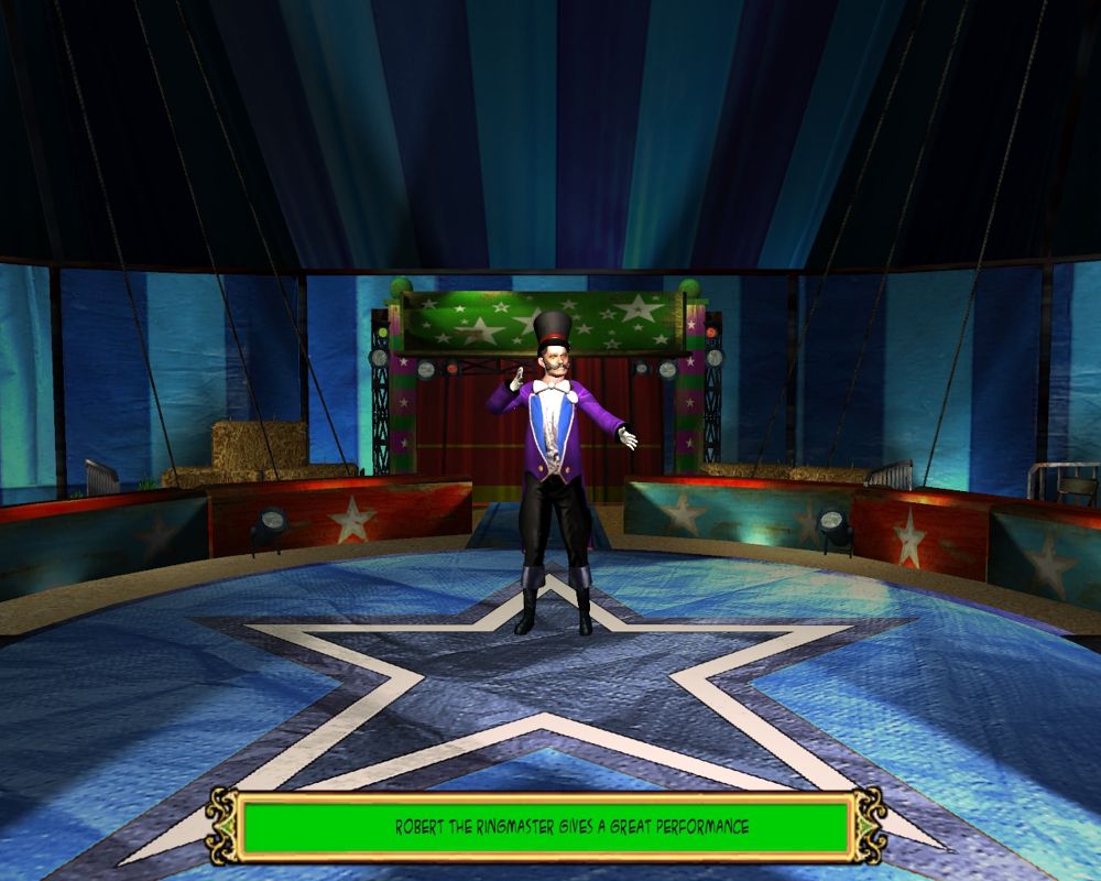 Circus World (Windows) screenshot: The circus show is animated and each performer is rated, good performances increase audience satisfaction