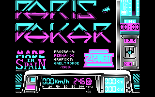 Paris-Dakar (DOS) screenshot: Title screen 2 with game credits