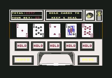 Vegas Gambler (Commodore 64) screenshot: These are the cards I was dealt.