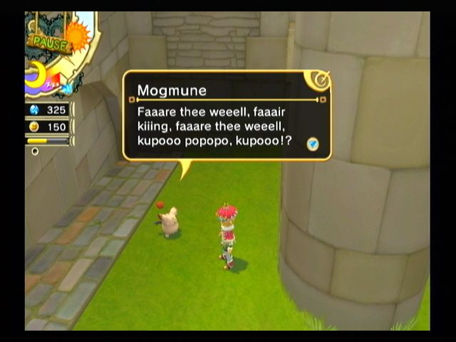 Final Fantasy: Crystal Chronicles - My Life as a King (Wii) screenshot: Moogle bards make for lovely song...
