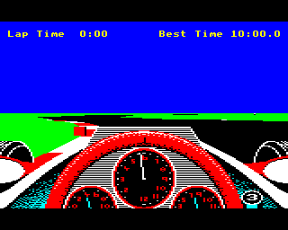 Revs (BBC Micro) screenshot: Going through a corner