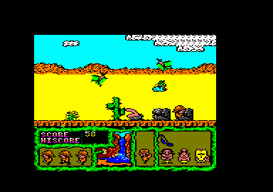 Cosmic Relief: Prof. Renegade to the Rescue (Amstrad CPC) screenshot: I don't know what that thing is but it doesn't look friendly.