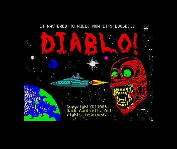 Diablo! (ZX Spectrum) screenshot: Sinclair 128K version: Title screen