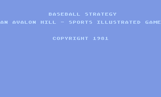 Computer Baseball Strategy (Atari 8-bit) screenshot: Title screen