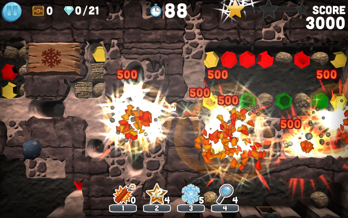 Boulder Dash: 30th Anniversary (Windows) screenshot: A big explosion when time continues again.