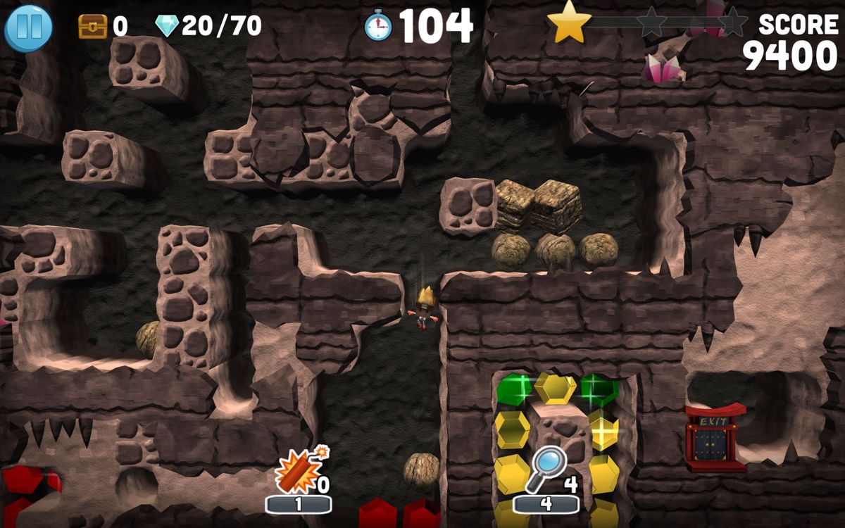 Boulder Dash: 30th Anniversary (Windows) screenshot: Dropping down.