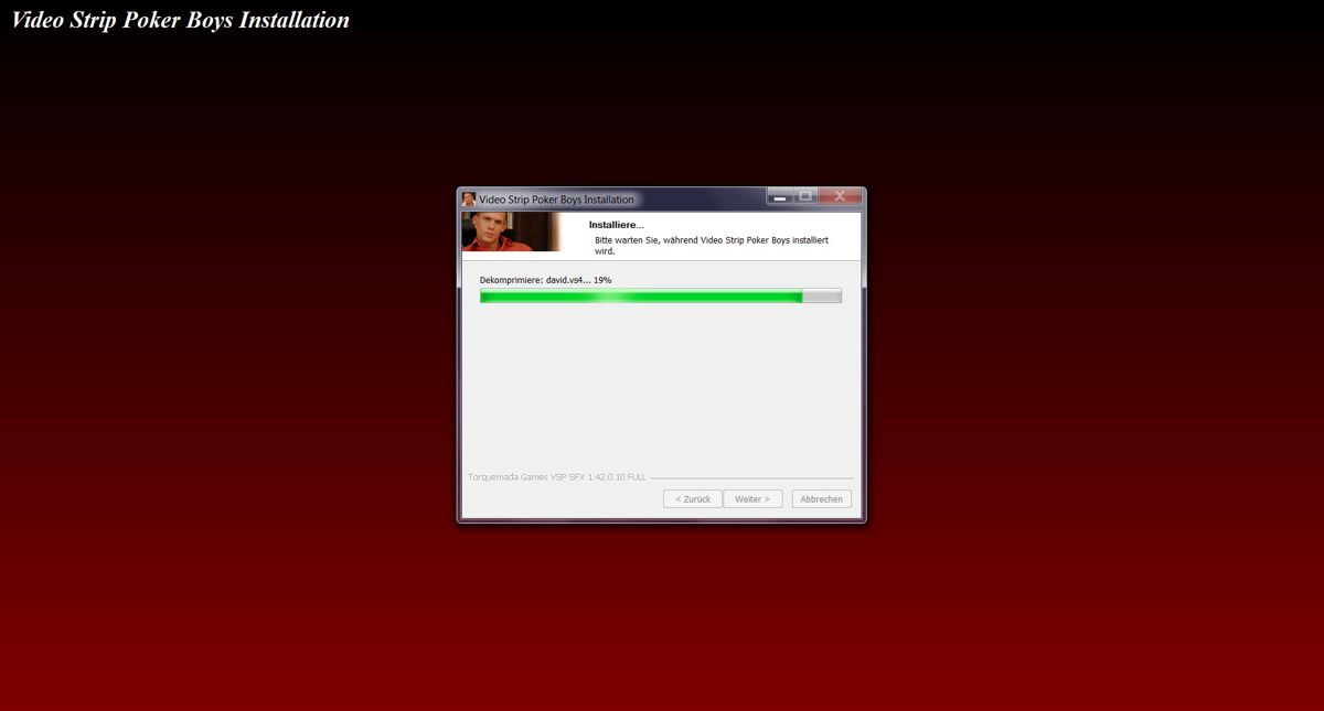 Video Strip Poker Boys (Windows) screenshot: Installation (demo version)