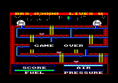 Astro Plumber (Amstrad CPC) screenshot: I lost my last life. Game over.