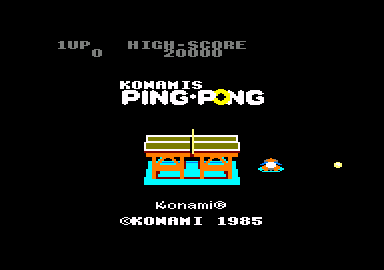 Ping Pong (Amstrad CPC) screenshot: Animated title screen.