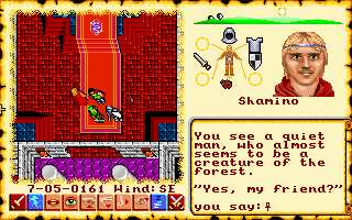 Ultima VI: The False Prophet (DOS) screenshot: Shamino - Ranger, Woodsman, Companion and Friend