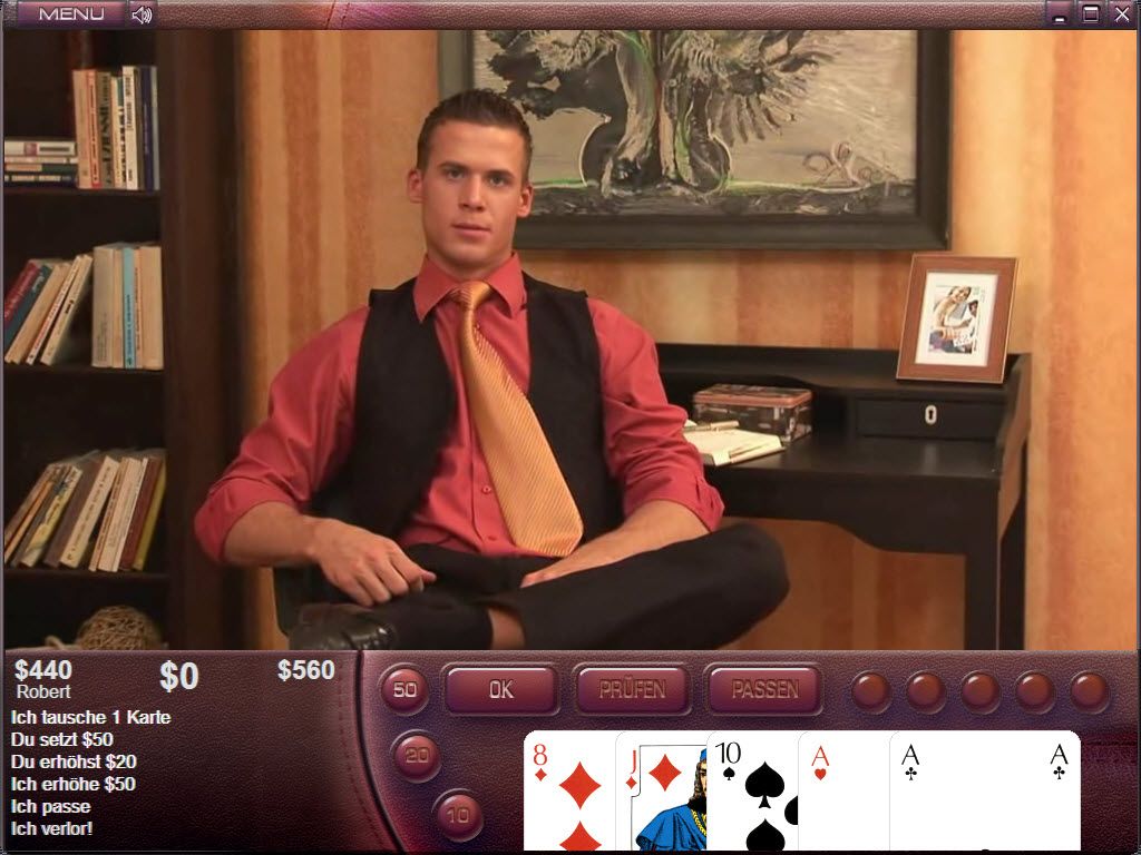 Video Strip Poker Boys (Windows) screenshot: I won some money (demo version)