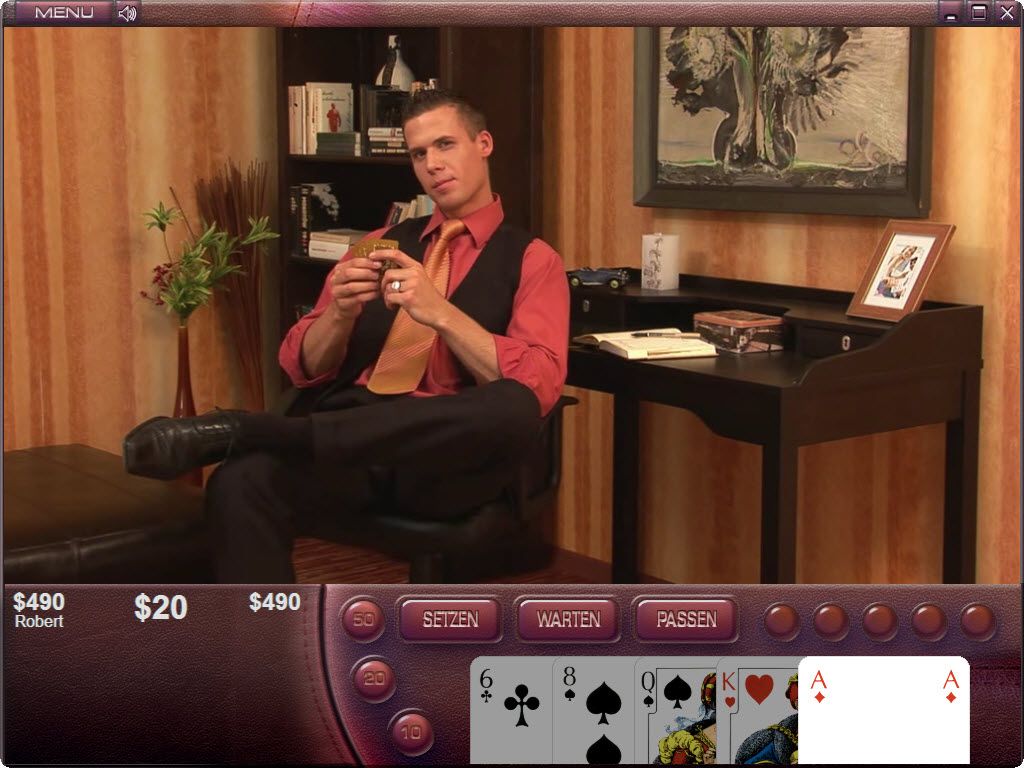 Video Strip Poker Boys (Windows) screenshot: Let's start a new game (demo version)