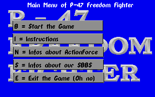 P-47 Freedom Fighter (DOS) screenshot: The game's menu