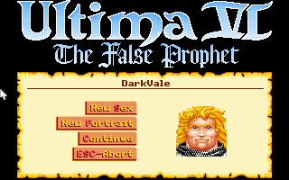 Ultima VI: The False Prophet (DOS) screenshot: Character Creation