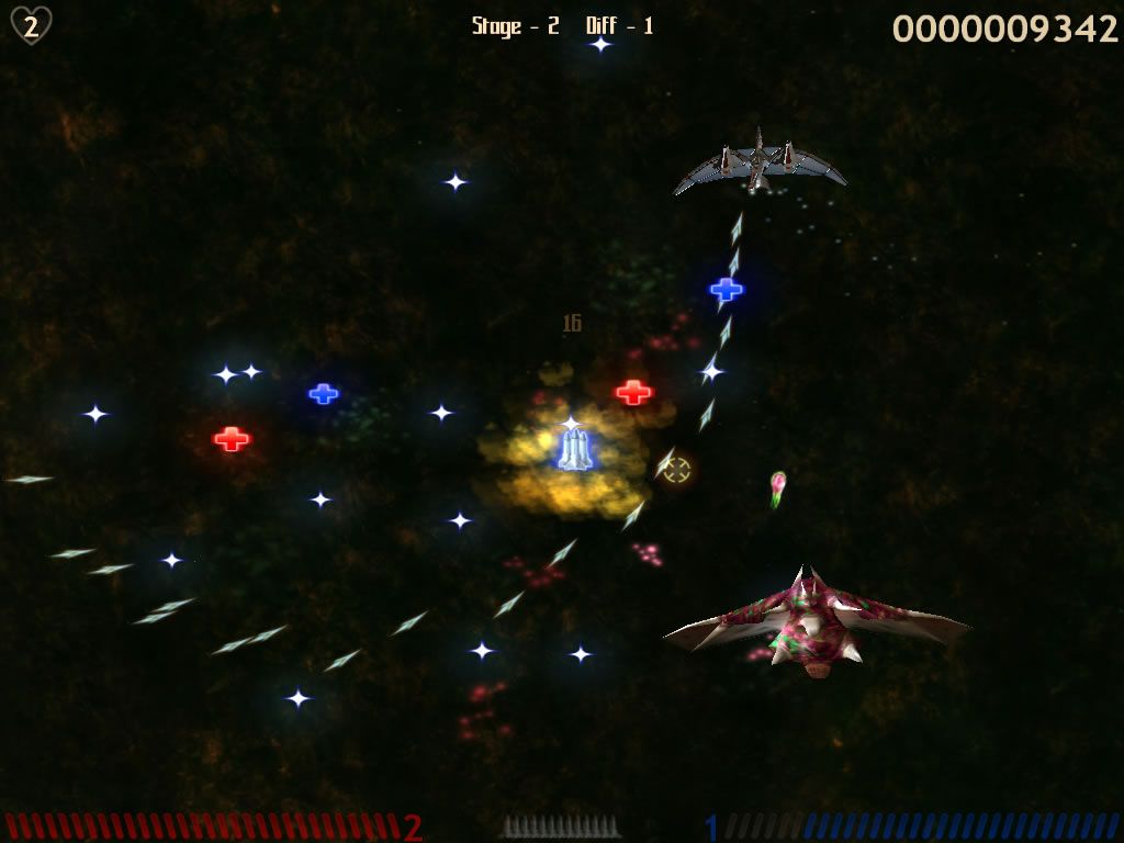 Pteroglider (Windows) screenshot: Second level: many bonuses to pick up.