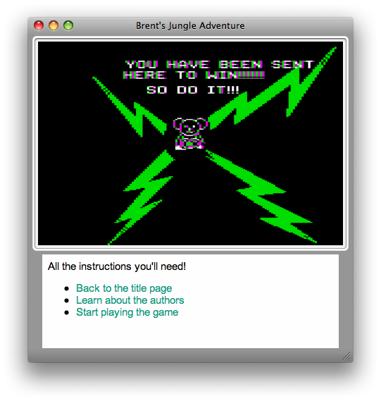 Brent's Jungle Adventure (Macintosh) screenshot: Instructions