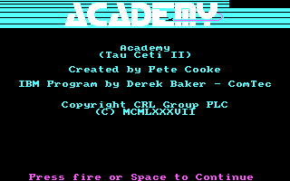 Space School Simulator: The Academy (DOS) screenshot: Credits screen