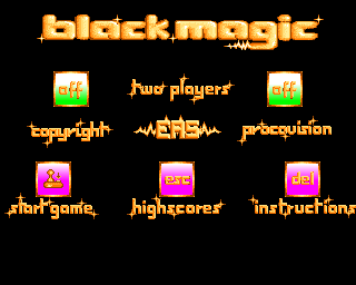 Black Magic (Amiga) screenshot: Game select screen