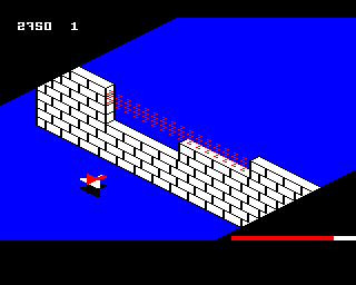 Fortress (BBC Micro) screenshot: This is a dreaded part where you have to aim carefully to fit through the gate.