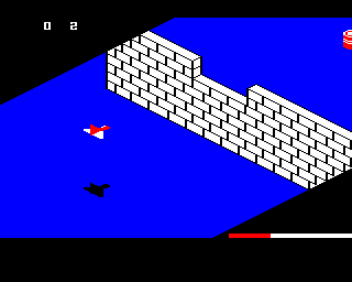 Fortress (BBC Micro) screenshot: Lift off to pass this wall