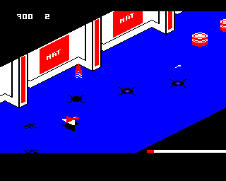 Fortress (BBC Micro) screenshot: Shoot the fuel barrels to continue playing