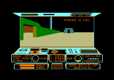 Space Station Oblivion (Amstrad CPC) screenshot: Press a key to start the game
