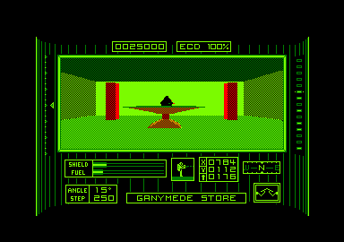 Dark Side (Amstrad CPC) screenshot: Inside the Ganymede Store