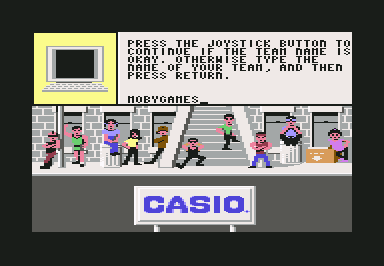 Street Sports Basketball (Commodore 64) screenshot: I dub thee "MobyGames"!