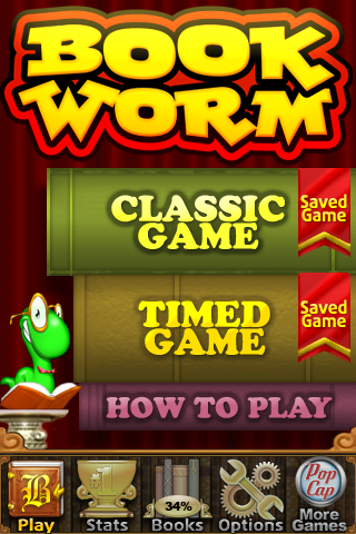 Bookworm Deluxe (iPhone) screenshot: Main Menu