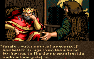 Castles (Amiga) screenshot: An annoying messenger from a tribe.
