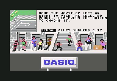Street Sports Basketball (Commodore 64) screenshot: Choose your court