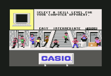 Street Sports Basketball (Commodore 64) screenshot: OK, how skillful will the computer be?