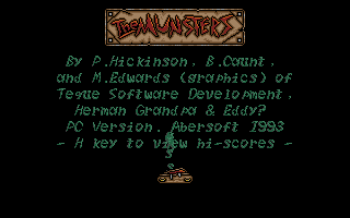 The Munsters (DOS) screenshot: Game menu & credits