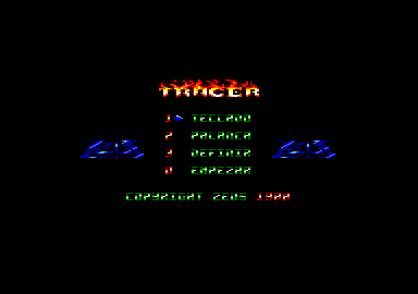 Comando Tracer (Amstrad CPC) screenshot: Main menu