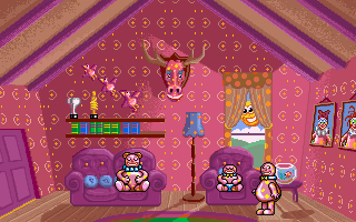 Mr. Blobby (DOS) screenshot: In the house